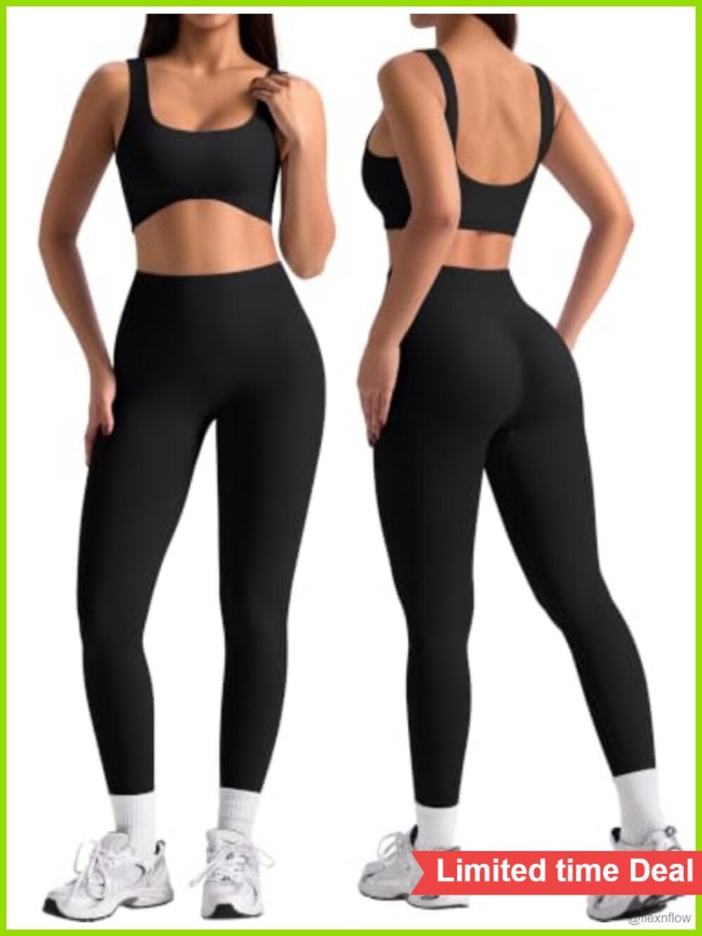 Seamless Workout Set 2 Piece Square Neck Sports Bra & Scrunch Butt Leggings